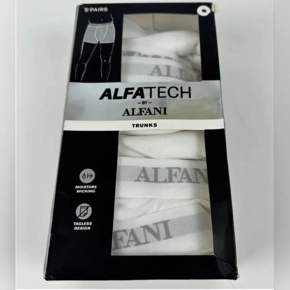 Alfani Men's Alfatech White Tagless Boxer Trunks - 5 Pack Size XL NIB BT-3115